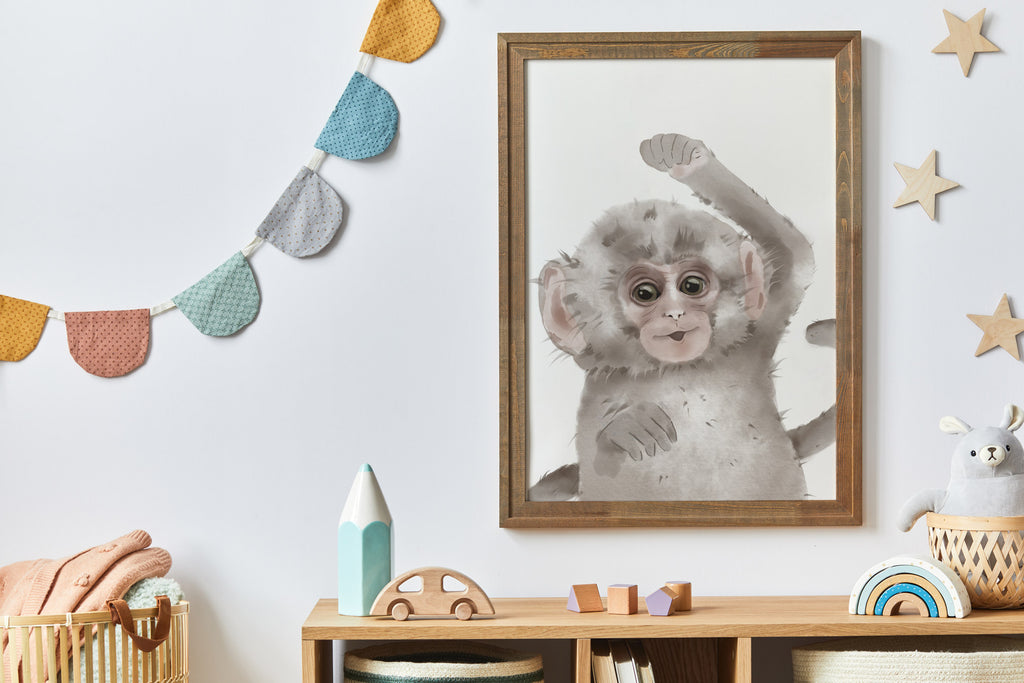 Äffchen Baby Wandbild