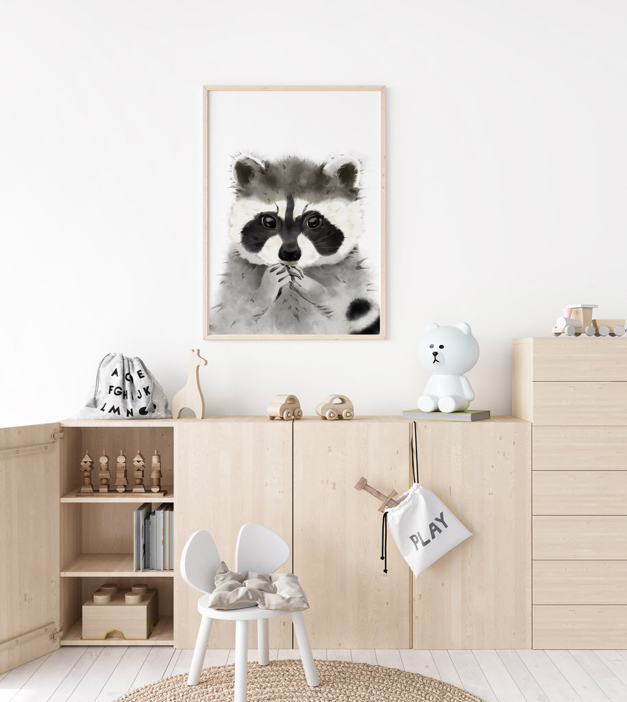 waschbär Kinderzimmer wandbild